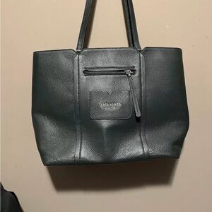Kate Spade dark green tote with pink candy card holder.